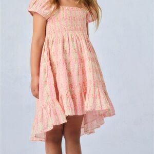 LoveShackFancy Pink Floral Ruffle Dress